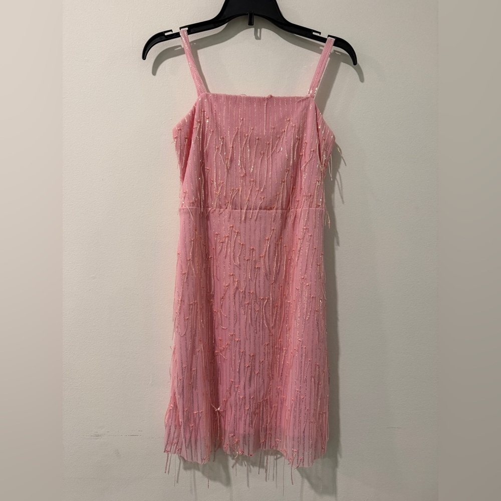Nordstrom Pink Beaded Spaghetti-Strap Party Dress